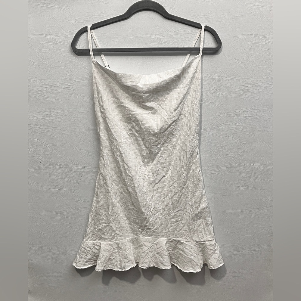 Live to be Spoiled Elegant White Texted Mini Slip Dress XS